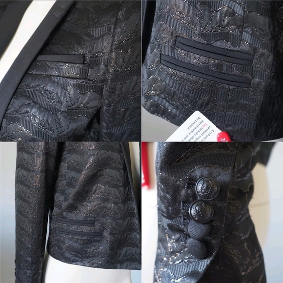THE KOOPLES Puma Jacquard Blazer Jacket Black/Metallic Puma Print - Picture 7 of 8